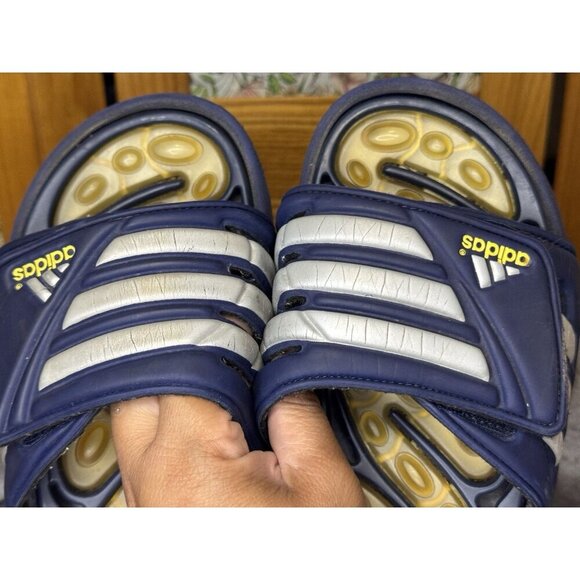 ADIDAS Vintage 2000 Y2k REPTOSSAGE Men's Slides Sandals Blue/Yellow Size 8 - Picture 5 of 12